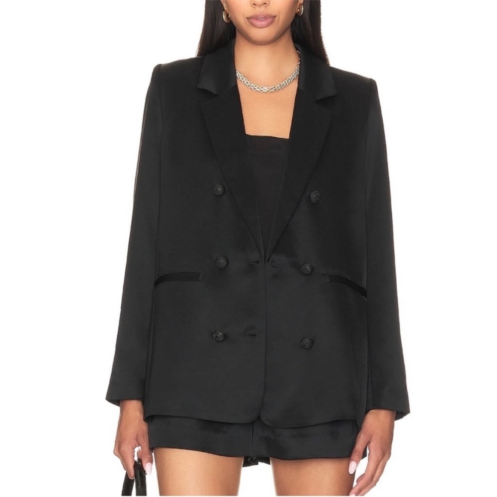 NWT $395 leighton satin blazer womens‎ black size xs generation love
